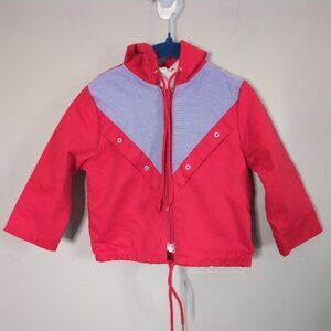 Peek-A-Booh Vintage Cotton Zip Hooded Jacket Red and Blue/White Stripe Sz 18/24‎